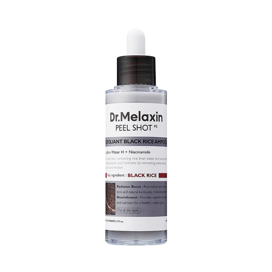 DR MELAXIN Peel Shot Exfoliating Black Rice Ampoule.
