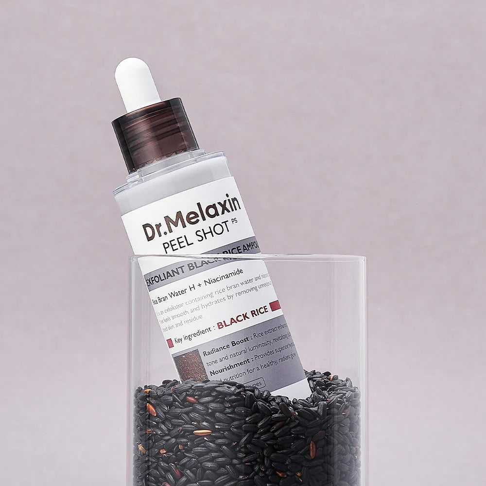 DR MELAXIN Peel Shot Exfoliating Black Rice Ampoule.