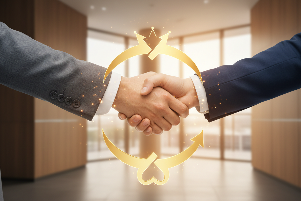 deux mains qui se serrent la main pour faire partenariat win win 